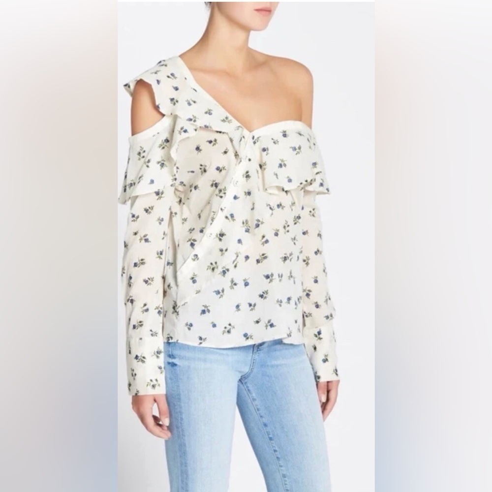 NWT PAIGE PAPYRUS BLUE PRAIRIE FLOWERS MARLOW TOP Sz M